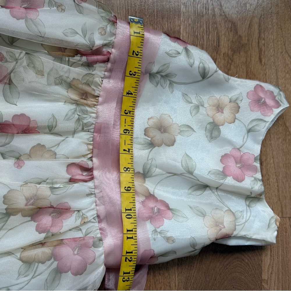 Floral Sleeveless Dress with Pink and Cream Accents